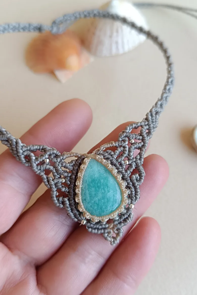 Collar CHOKER con Amazonita / Amazonite Necklace - Imagen 2