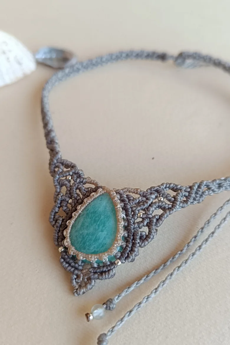 Collar CHOKER con Amazonita / Amazonite Necklace - Imagen 3