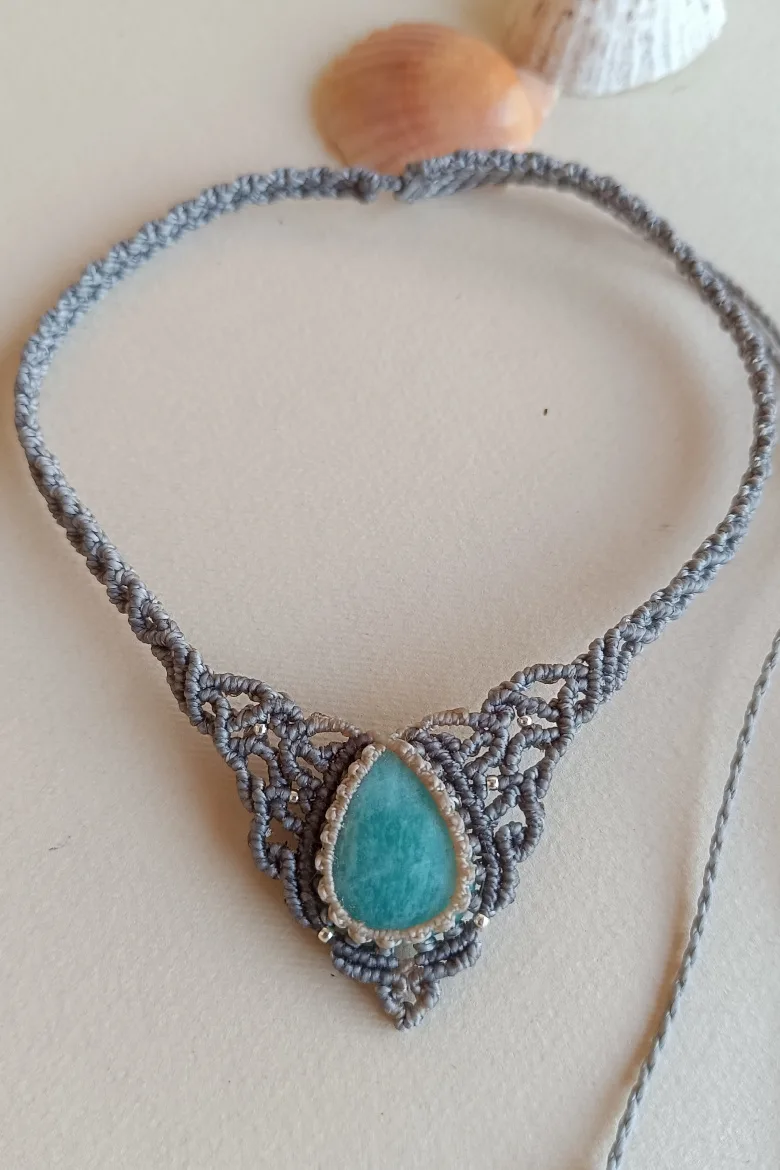 Collar CHOKER con Amazonita / Amazonite Necklace - Imagen 4