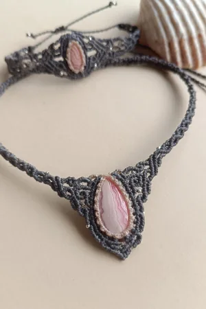 Collar CHOCKER Rodocrosita Gris / Rhodochrosite Necklace