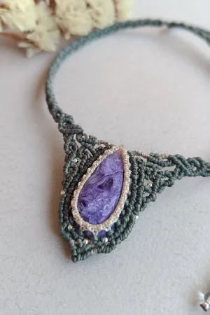 Collar Choker Charoita/ Charoite Necklace