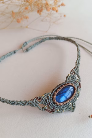 Collar CHOKER Labradorita verde/ Labradorite Necklace