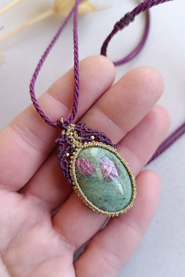 Collar BASIC MOD Plata Rubí con Zoisita / Ruby Zoisite Necklace - Imagen 2