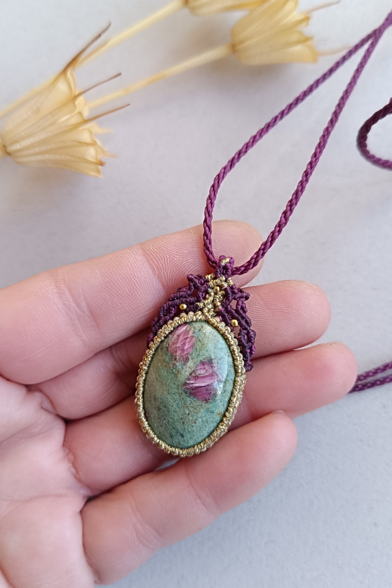 Collar BASIC MOD Plata Rubí con Zoisita / Ruby Zoisite Necklace - Imagen 3