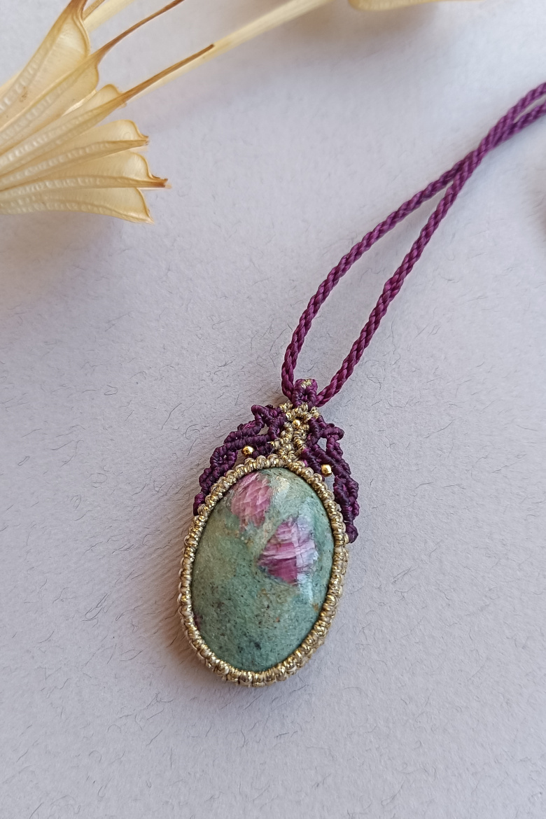 Collar BASIC MOD Plata Rubí con Zoisita / Ruby Zoisite Necklace - Imagen 5