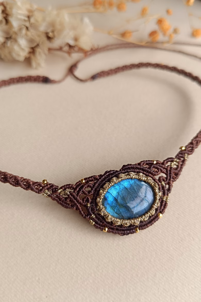 Collar CHOKER Labradorita marrón / Labradorite Necklace - Imagen 7