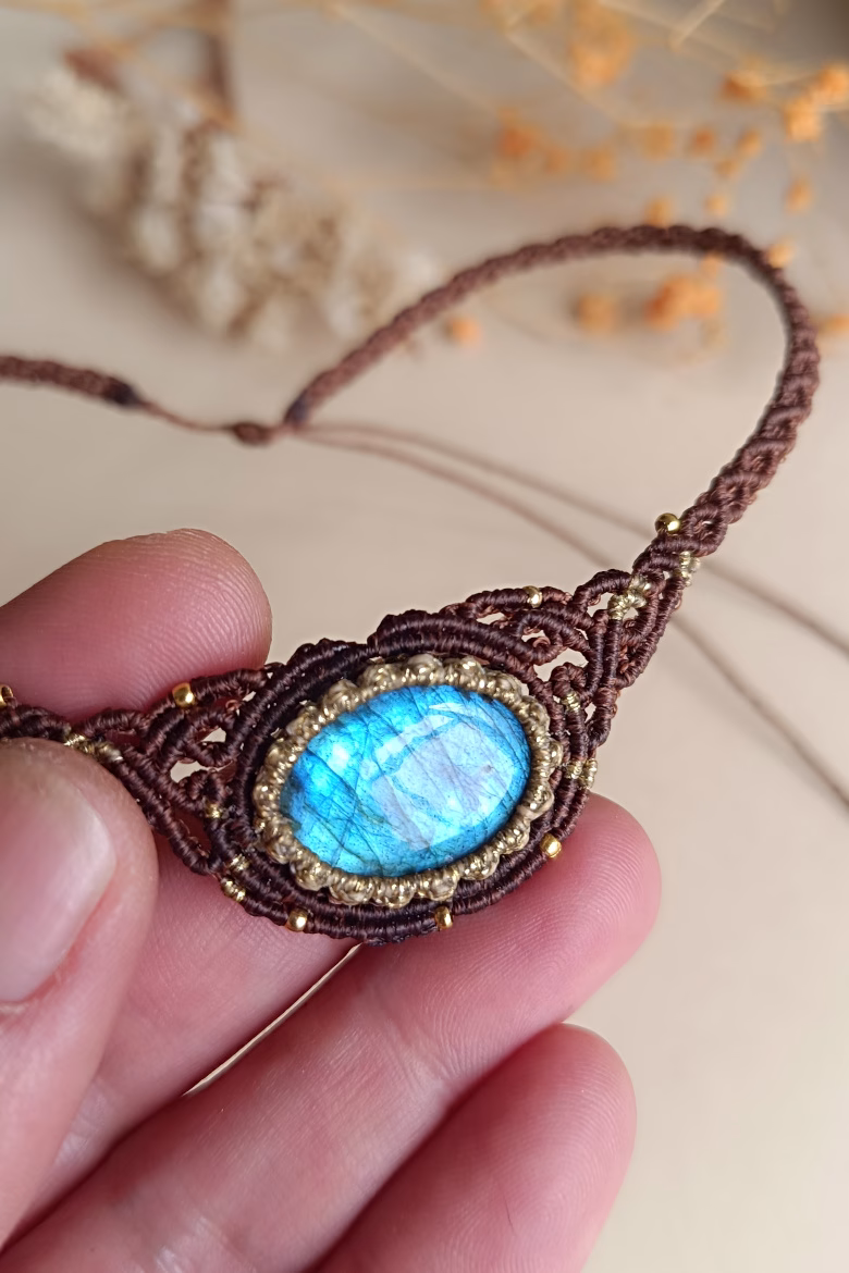 Collar CHOKER Labradorita marrón / Labradorite Necklace - Imagen 5