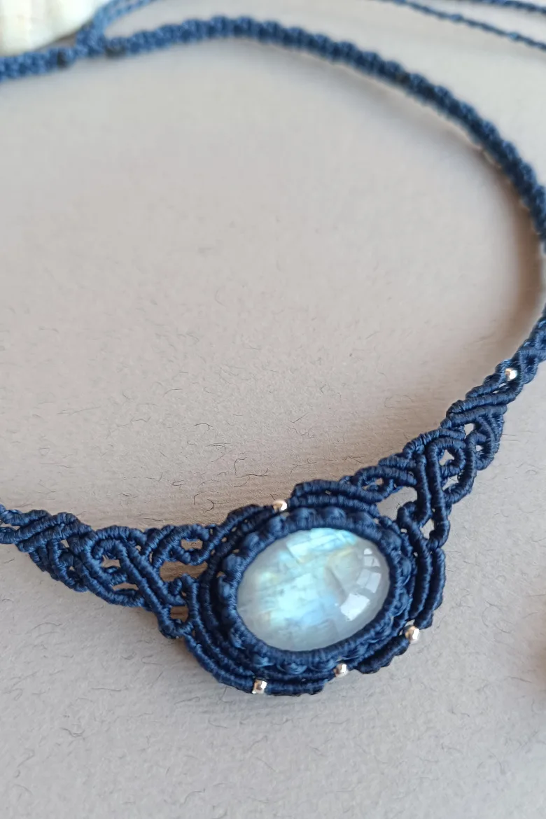 Collar CHOKER S Piedra Luna / Moon Stone Necklace - Imagen 2