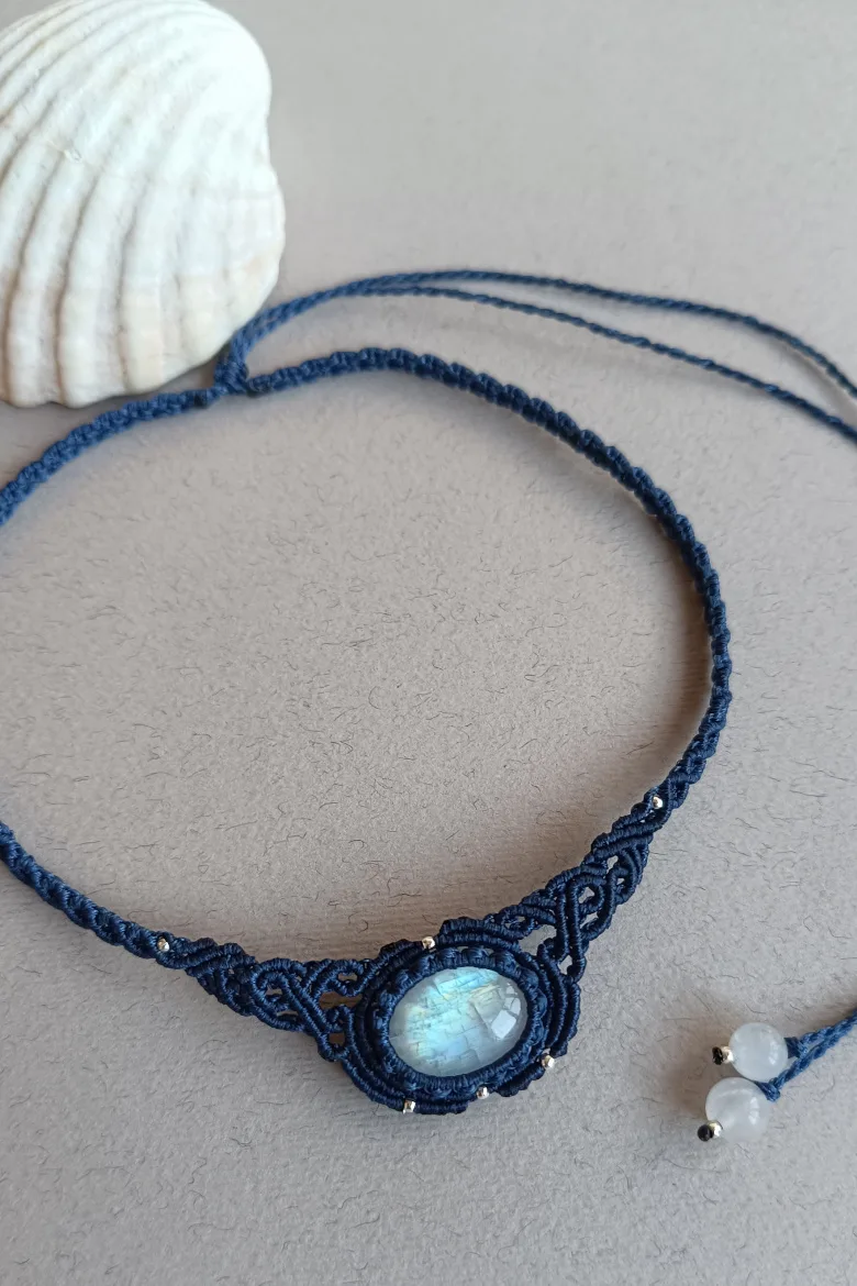 Collar CHOKER S Piedra Luna / Moon Stone Necklace - Imagen 5