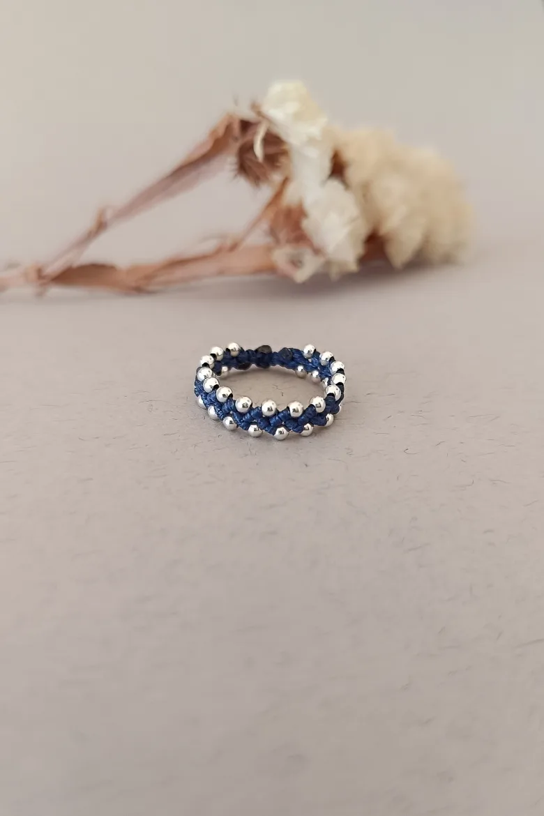 ANILLO de macramé con Plata de Ley 925 / Macrame & Silver ring - Imagen 2