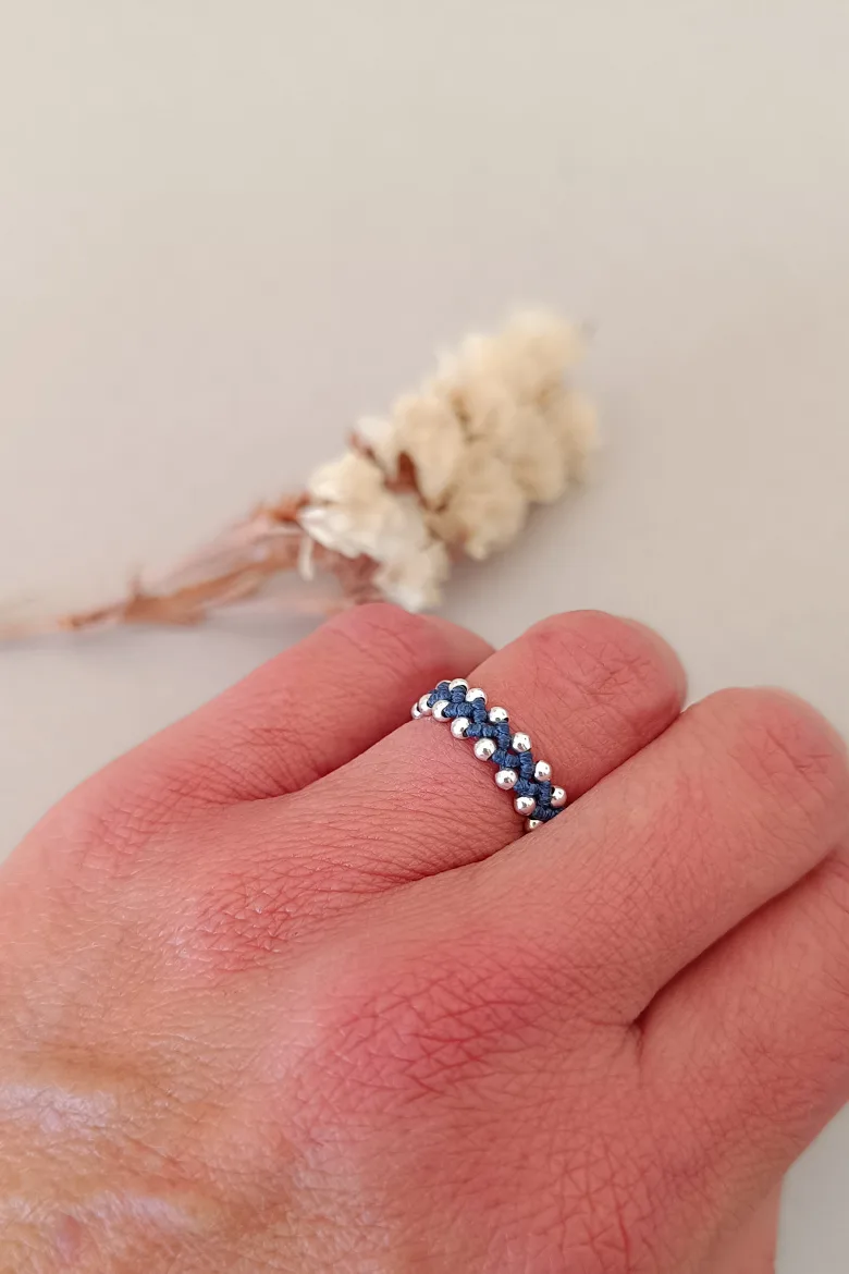 ANILLO de macramé con Plata de Ley 925 / Macrame & Silver ring - Imagen 4