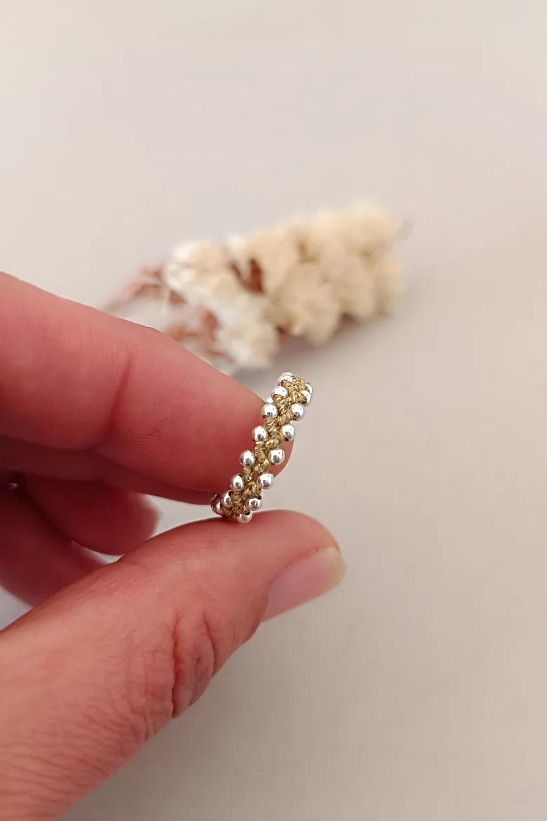 ANILLO de macramé con Plata de Ley 925 / Macrame & Silver ring - Imagen 6
