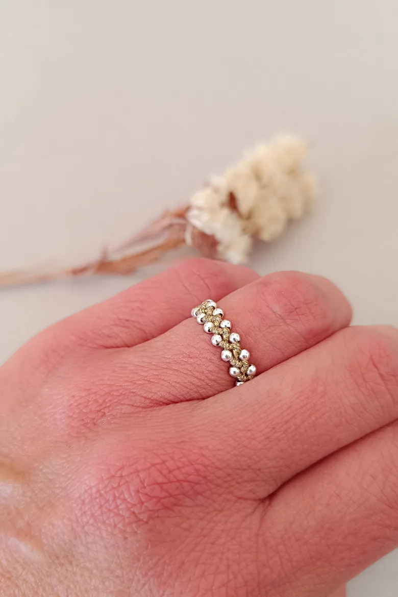 ANILLO de macramé con Plata de Ley 925 / Macrame & Silver ring - Imagen 8