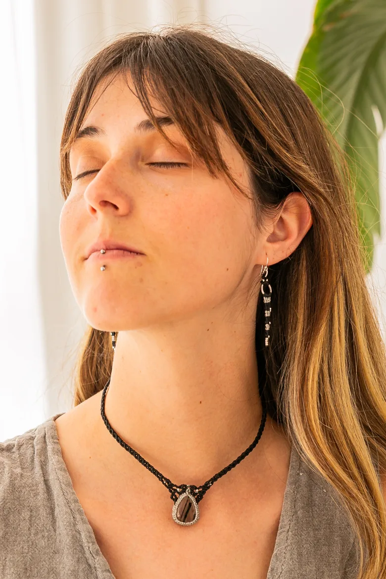 Collar CHOCKER S Cuarzo con Turmalina negra / Quartz with black Tourmaline Necklace
