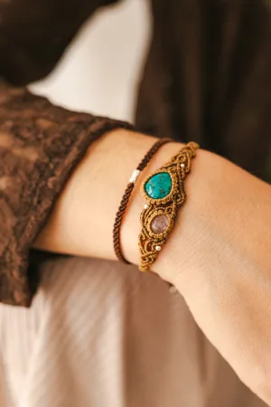 Pulsera AUREA con Crisocola y Cuarzo rosa / Chrysocolla and Rose Quartz Bracelet