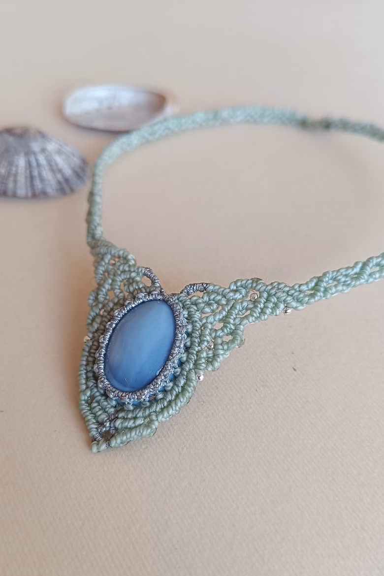 Collar CHOKER Ópalo Azul / Blue Opal Necklace - Imagen 3