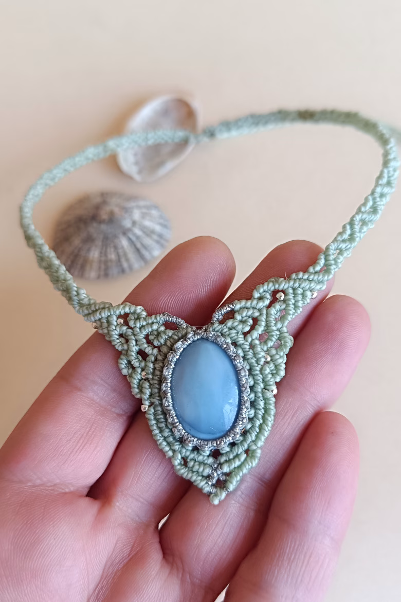 Collar CHOKER Ópalo Azul / Blue Opal Necklace - Imagen 4