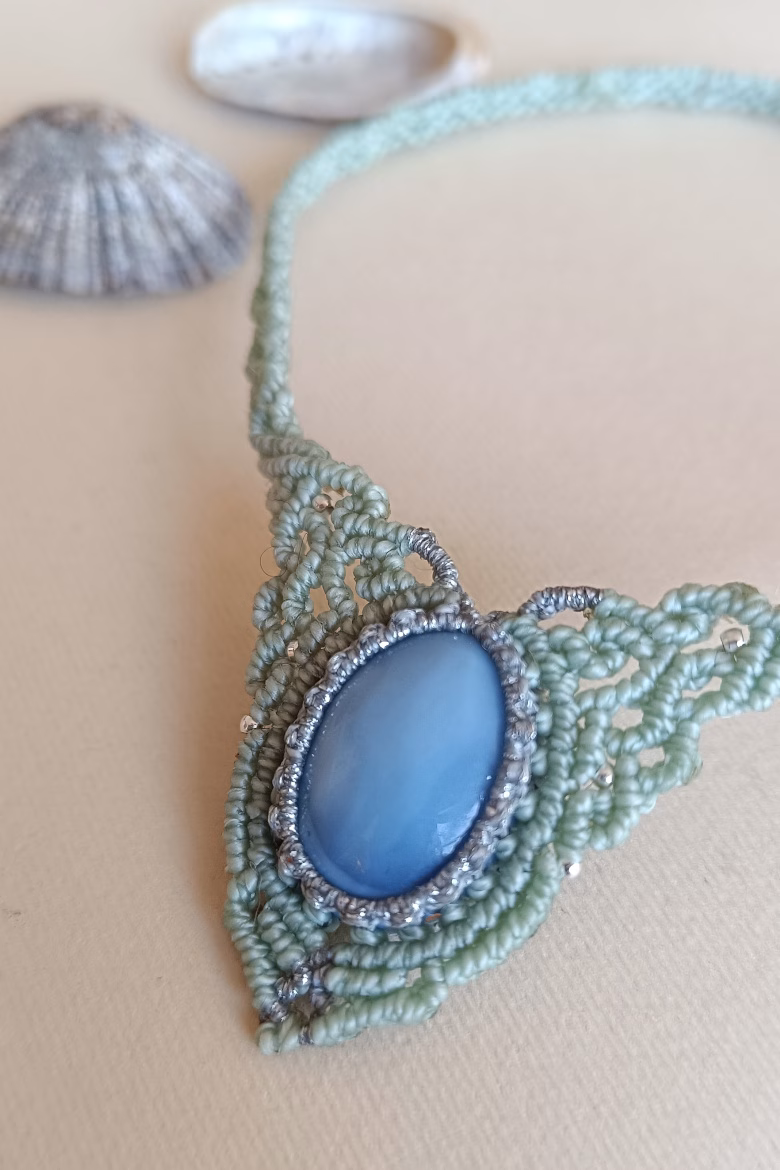 Collar CHOKER Ópalo Azul / Blue Opal Necklace - Imagen 5