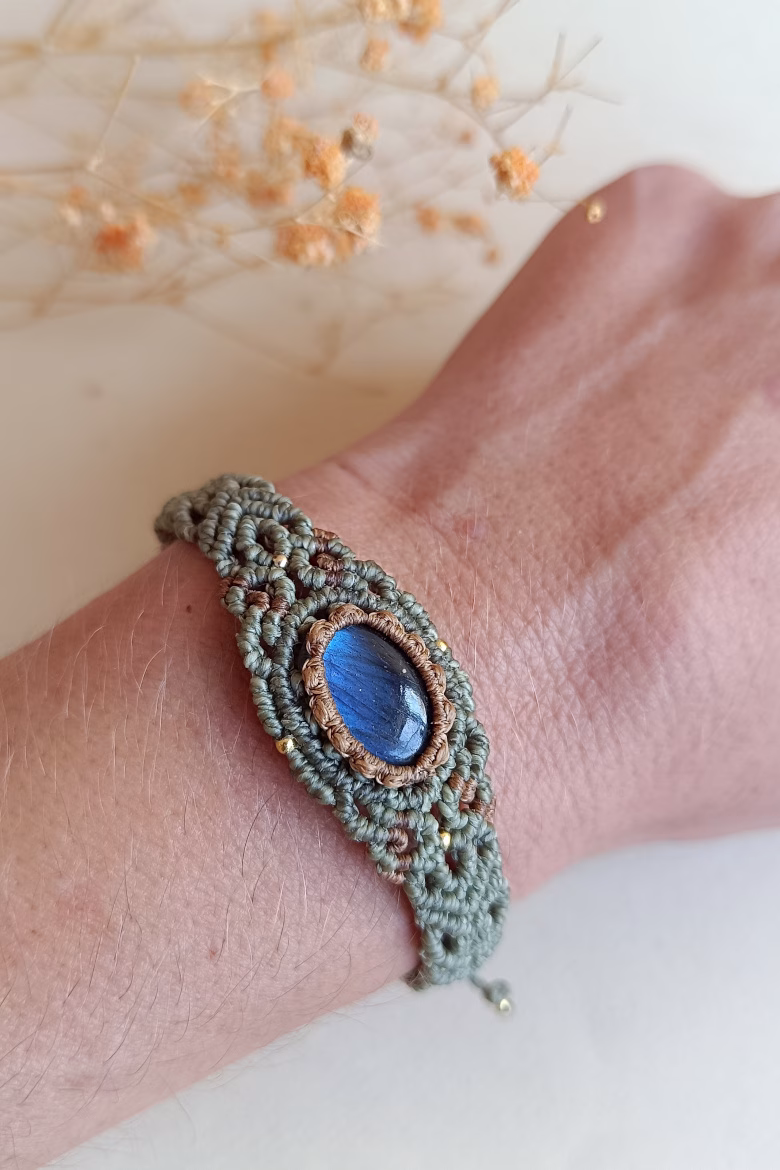 Pulsera NORMAL Labradorita Verde / Labradorite Bracelet - Imagen 5
